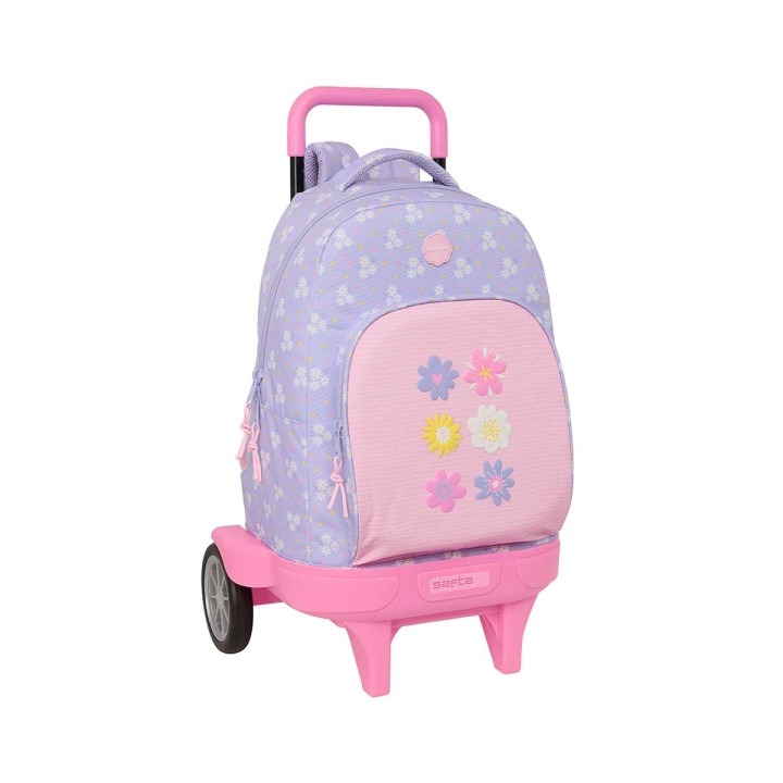Safta Bouquet Mochila con Carro - Extraible - Bolsillo Frontal - Ruedas Antivibracion - Hombreras Acolchadas - Asa Acolchada Sup