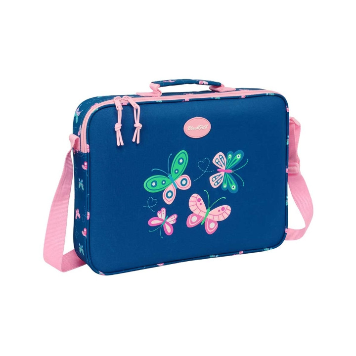 Safta Blackfit8 Mariposas Maletin con Cremallera - Bandolera Ajustable - Asa Forrada - Doble Tirador - Fondo Semirigido - 6L - 3