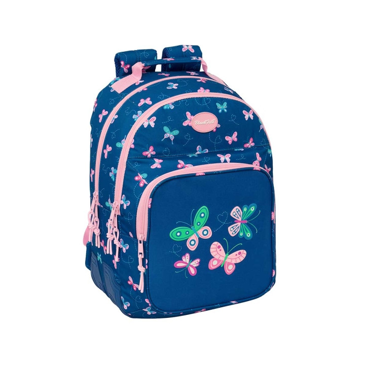 Safta Blackfit8 Mariposas Mochila con 2 Compartimentos - Antirozaduras - Adaptable a Carro - Portabotellas - Tirador Doble - Hom