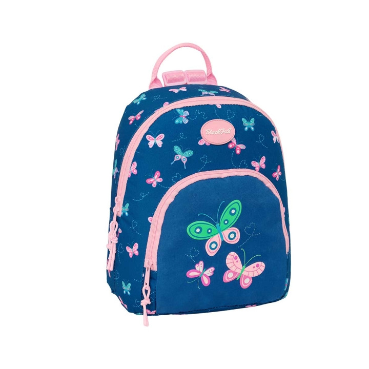 Safta Blackfit8 Mariposas Mini Mochila - Bolsillo Frontal - Cremallera Doble - Bolsillo Trasero Seguro - Hombreras Ajustables -