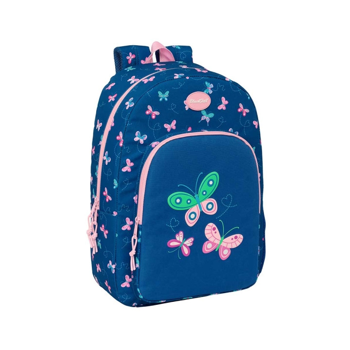 Safta Blackfit8 Mariposas Mochila Adaptable a Carro - Tirador Doble - Bolsillo Frontal - Hombreras Ergonomicas - Espalda Acolcha