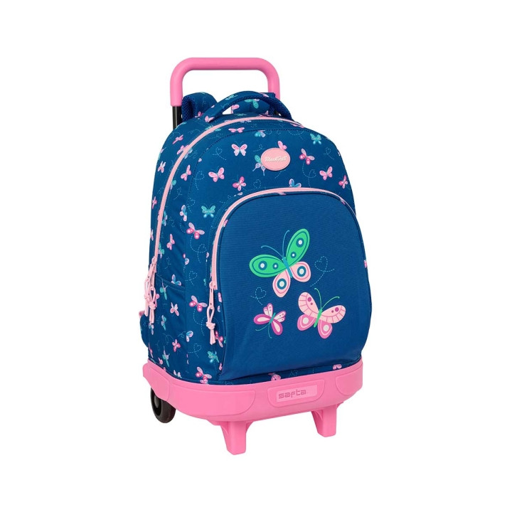 Safta Blackfit8 Mariposas Mochila con Carro - Extraible - Bolsillo Frontal - Portabotellas - Tirador Doble - Hombreras Acolchada