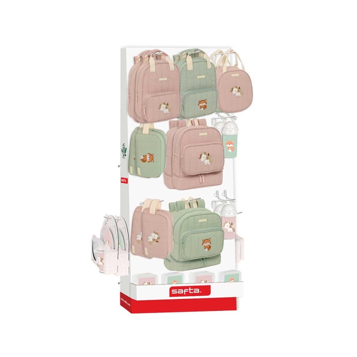 Safta Expositor con 10 Ganchos para Mochilas - Carton Reciclado - Facil de Organizar y Exhibir - Contribuye al Cuidado Ambiental