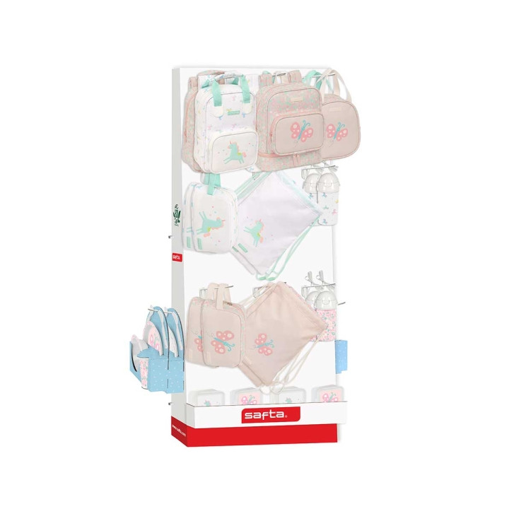 Safta Expositor con 10 Ganchos para Mochilas - Material Ecologico - Carton Reciclado - Ligero y Resistente - Facil de Instalar -