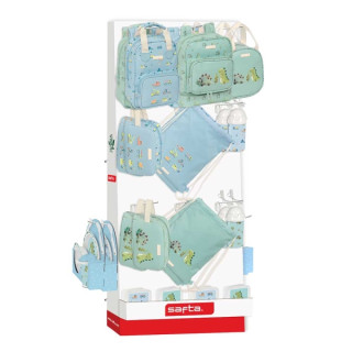 Safta Expositor con 10 Ganchos para Mochilas - Carton Reciclado - Estructura Robusta - Facil de Colocar - Presentacion Visual At