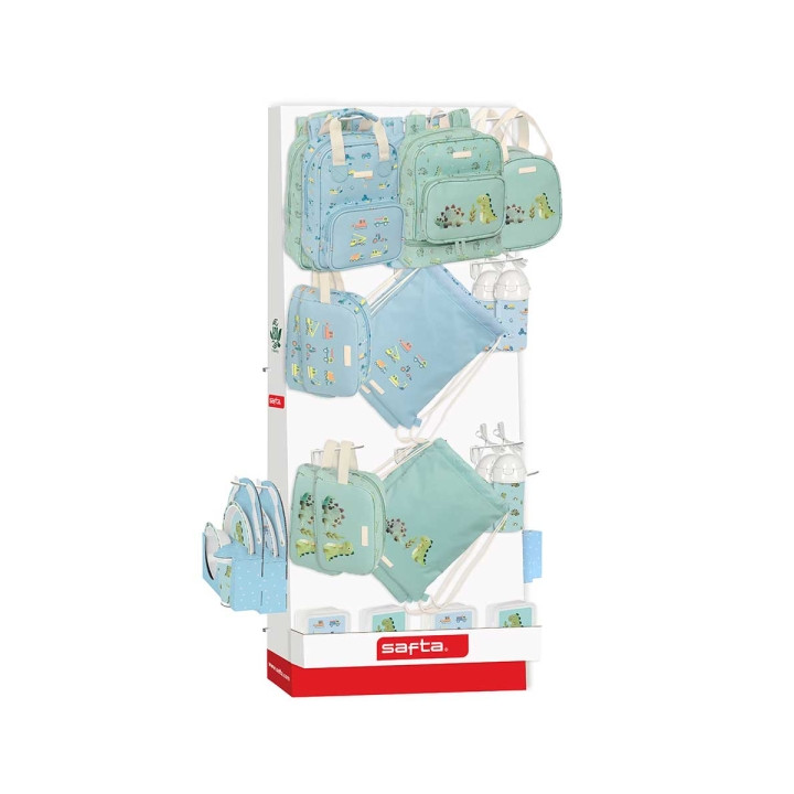 Safta Expositor con 10 Ganchos para Mochilas - Carton Reciclado - Estructura Robusta - Facil de Colocar - Presentacion Visual At