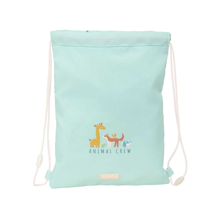 Safta Pandi Saco Plano - Bolsillo con Cremallera - Cierre con Cordones - 3L - 260x10x340mm - Color Menta