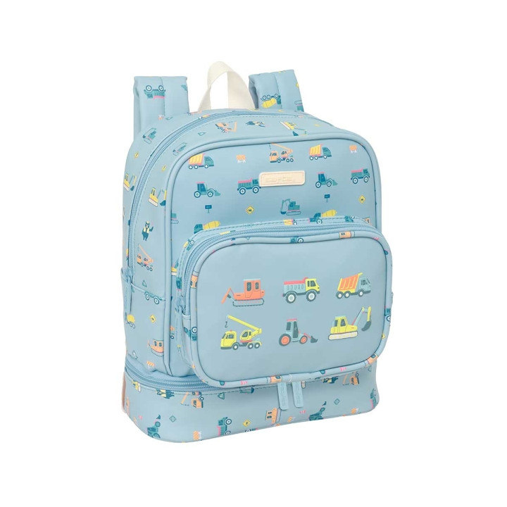 Safta Gruas Mochila Guarderia - Isotermica - Tarjeta ID - Compartimento Termo - Asa Superior Comoda - Adaptable a Carrito - 7.25