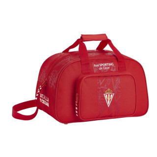 Safta Real Sporting de Gijon Corporativa Bolsa de Deporte - Bolsillo Frontal - Bandolera Ajustable - Tirador Doble - Tacos Prote