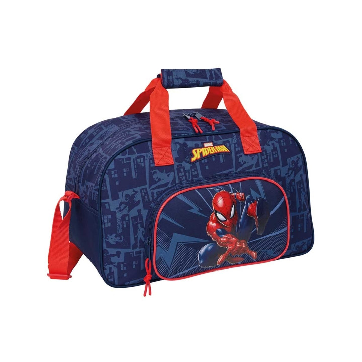 Safta Spider-Man Bolsa de Deporte - Bolsillo Frontal - Bandolera Ajustable - Asa Forrada - Doble Tirador Cremallera - Tacos Prot
