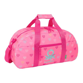 Safta Benetton Heart Bolsa de Deporte - Bolsillo Frontal - Bandolera Ajustable - Tirador Doble - Tacos Protectores en Base - Fon