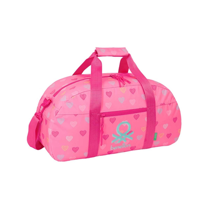 Safta Benetton Heart Bolsa de Deporte - Bolsillo Frontal - Bandolera Ajustable - Tirador Doble - Tacos Protectores en Base - Fon