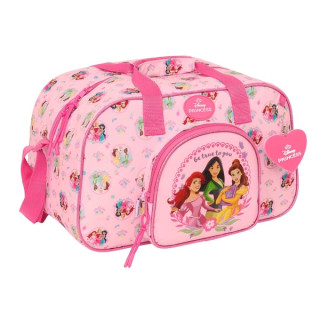 Safta Princesas Disney Bolsa de Deporte - Bolsillo Frontal - Bandolera Ajustable - Asa Forrada - Doble Tirador Cremallera - Taco