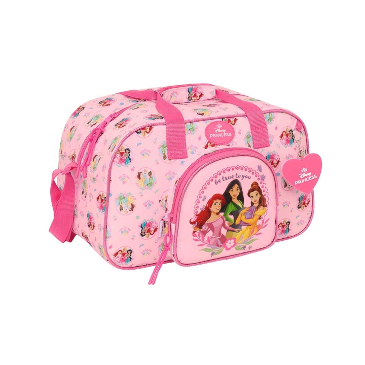 Safta Princesas Disney Bolsa de Deporte - Bolsillo Frontal - Bandolera Ajustable - Asa Forrada - Doble Tirador Cremallera - Taco
