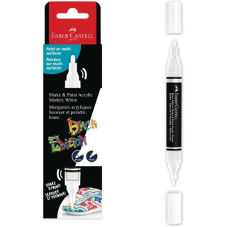 Faber-Castell Shake & Paint Black Edition Rotulador Acrilico Doble Punta - Puntas Redondas de 1mm y 3mm - Tinta Acrilica al Agu