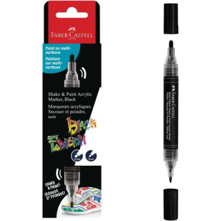 Faber-Castell Shake & Paint Black Edition Rotulador Acrilico Doble Punta - Puntas Redondas de 1mm y 3mm - Tinta Acrilica al Agu