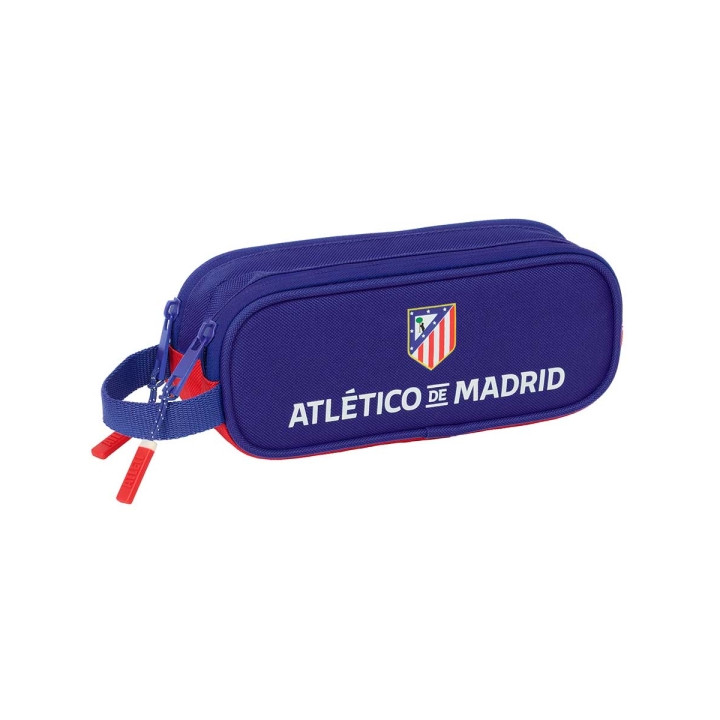 Safta Atletico de Madrid Portatodo - 2 Compartimentos con Cremalleras - Asa Lateral - 1L - 210x60x80mm - Color Azul Marino
