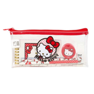 Safta Hello Kitty Pack Escolar con Portatodo de PVC - Cierre ZIP - Regla 15cm - 2 Lapices - Sacapuntas - Goma - Bloc de Notas co
