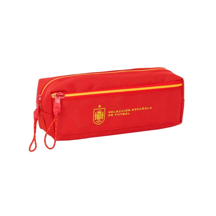 Safta Seleccion Española de Futbol Portatodo - 3 Compartimentos con Cremalleras - Goma Elastica - 0.98L - 220x60x85mm - Color Ro