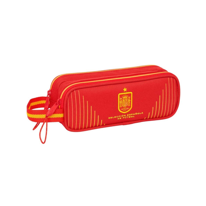 Safta Seleccion Española de Futbol Portatodo - 2 Compartimentos con Cremalleras - Asa Lateral - 1L - 210x60x80mm - Color Rojo