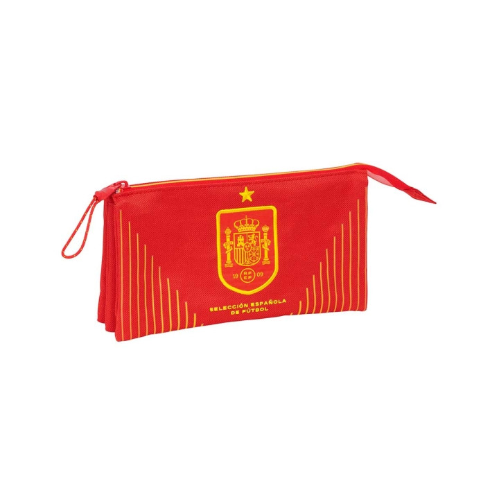 Safta Seleccion Española de Futbol Portatodo - 3 Compartimentos con Cremalleras - Bolsillo Interior - 0.6L - 220x30x120mm - Colo