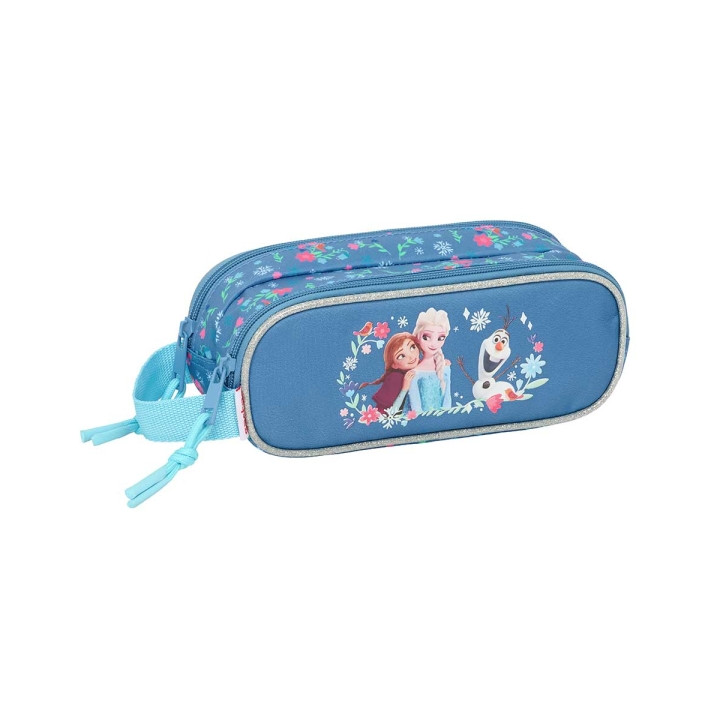 Safta Frozen Portatodo - 2 Compartimentos con Cremalleras - Asa Lateral - 1L - 210x60x80mm - Color Azul