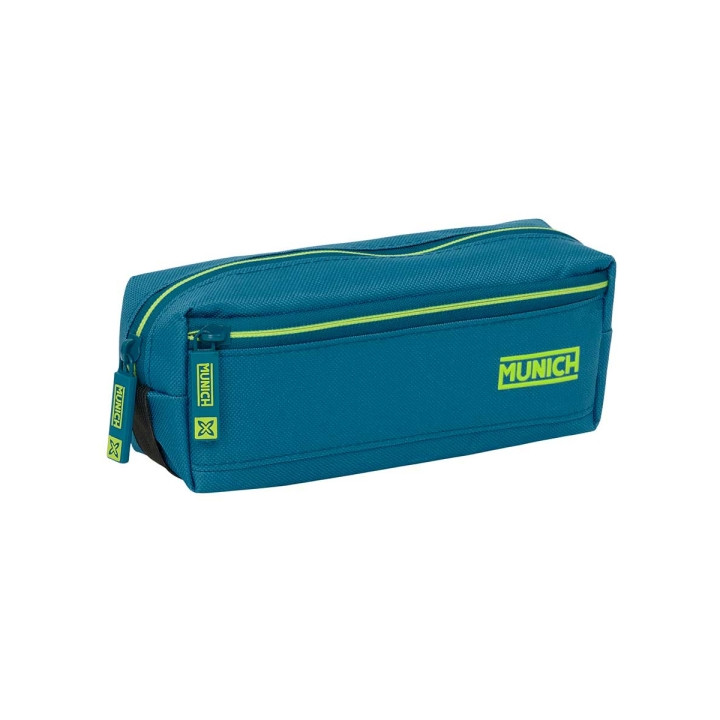 Safta Munich Land Portatodo - 3 Compartimentos con Cremalleras - Goma Elastica - 0.98L - 220x60x85mm - Color Azul Oscuro