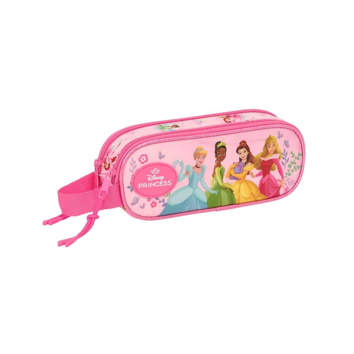 Safta Princesas Disney Portatodo - 2 Compartimentos con Cremalleras - Asa Lateral - 1L - 210x60x80mm - Color Rosa
