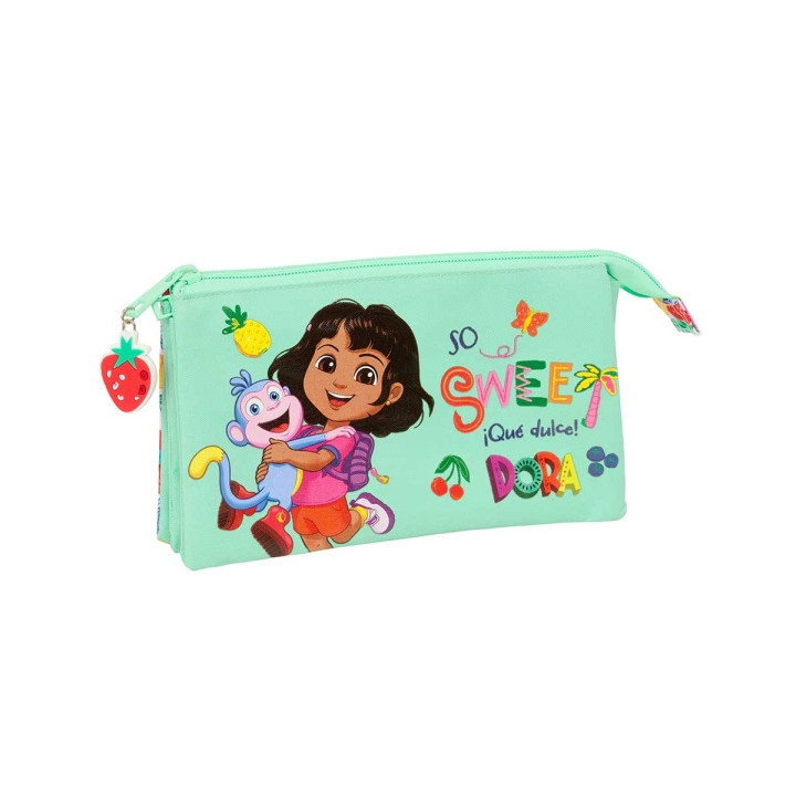 Safta Dora Portatodo - 3 Compartimentos con Cremalleras - Bolsillo Interior - 0.6L - 220x30x120mm - Color Menta