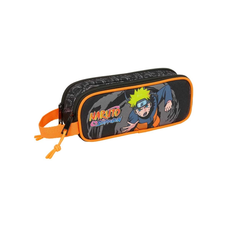 Safta Naruto Portatodo - 2 Compartimentos con Cremalleras - Asa Lateral - 1L - 210x60x80mm - Color Negro