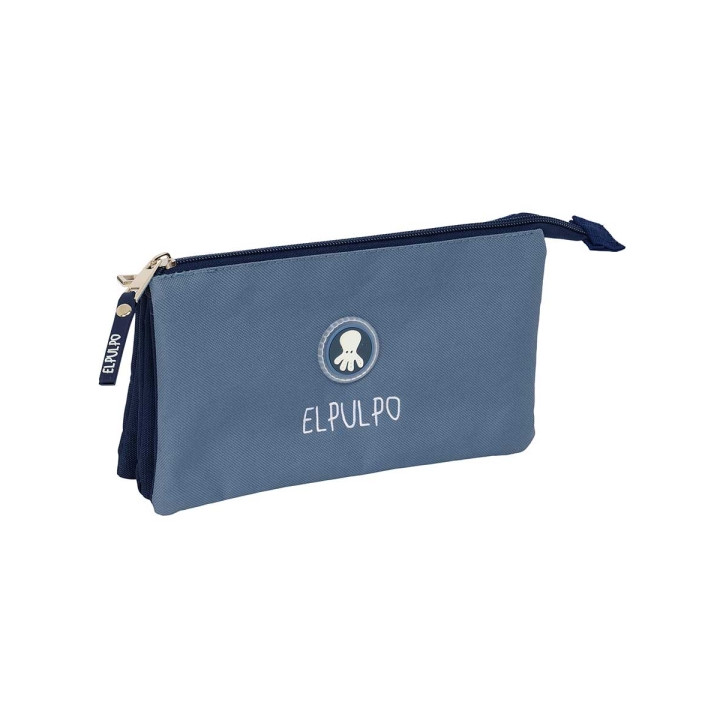 Safta el Pulpo Portatodo - 3 Compartimentos con Cremalleras - Bolsillo Interior - 0.6L - 220x30x120mm - Color Azul Oscuro