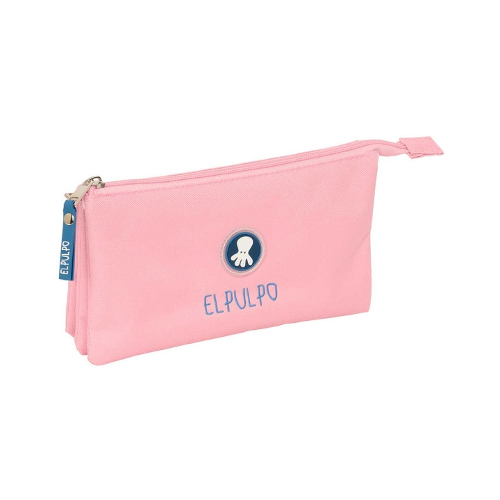Safta el Pulpo Portatodo - 3 Compartimentos con Cremalleras - Bolsillo Interior - 0.6L - 220x30x120mm - Color Rosa