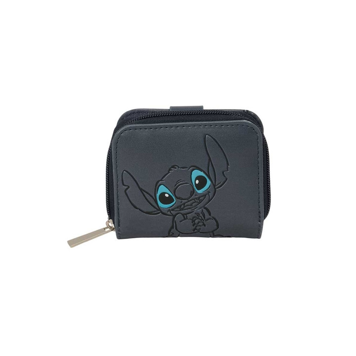 Safta Stitch Gray Monedero con Billetera - Compartimento para Billetes y Tarjetas - Cierre con Iman - Compartimento para Monedas