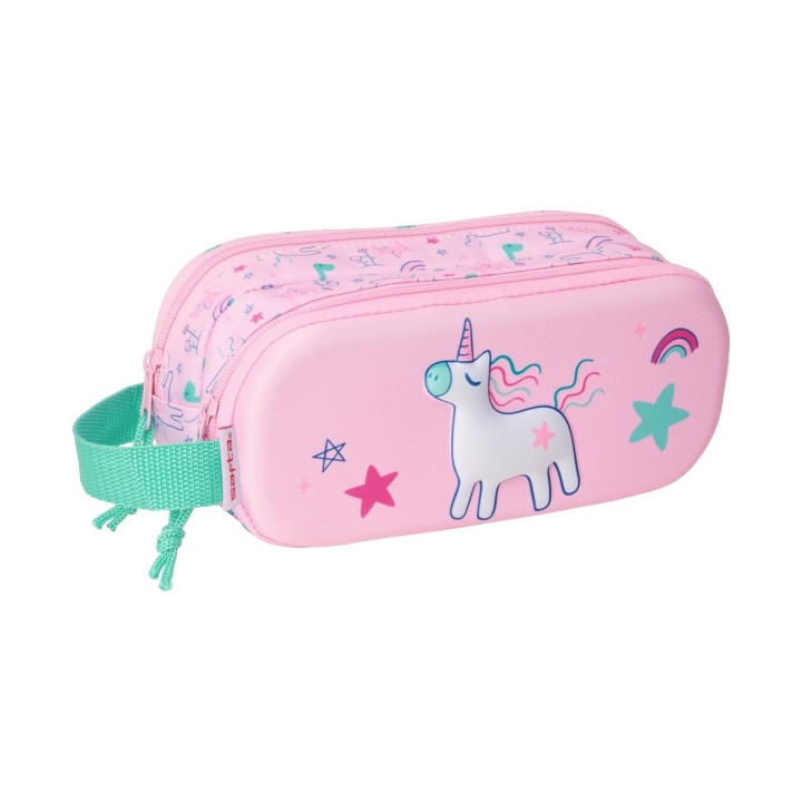 Safta Unicornio Portatodo - Cremallera - Asa Lateral - Color Rosa