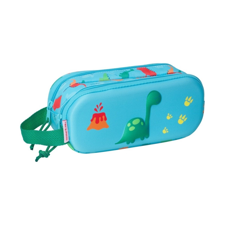 Safta Dino Portatodo - 2 Compartimentos con Cremalleras - Asa Lateral - Color Azul