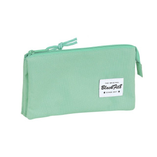 Safta Blackfit8 Portatodo - 3 Compartimentos con Cremalleras - Bolsillo Interior - 0.6L - 220x30x120mm - Color Turquesa