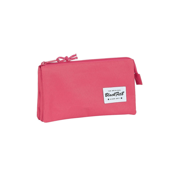 Safta Blackfit8 Fresa Portatodo - 3 Compartimentos con Cremalleras - Bolsillo Interior - 0.6L - 220x30x120mm - Color Rosa