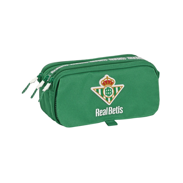 Safta Real Betis Balompie Portatodo - 3 Compartimentos con Cremalleras - Asa Lateral - Bolsillo Frontal - Cinta Adaptable - Mate