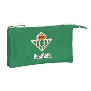 Safta Real Betis Balompie Portatodo - 3 Compartimentos con Cremalleras - Bolsillo Interior - 0.6L - 220x30x120mm - Color Verde