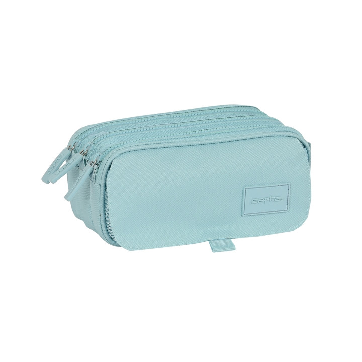 Safta Basic Portatodo - 3 Compartimentos con Cremalleras - Bolsillo Frontal - Cinta Adaptable - 1.72L - 215x80x100mm - Color Tur