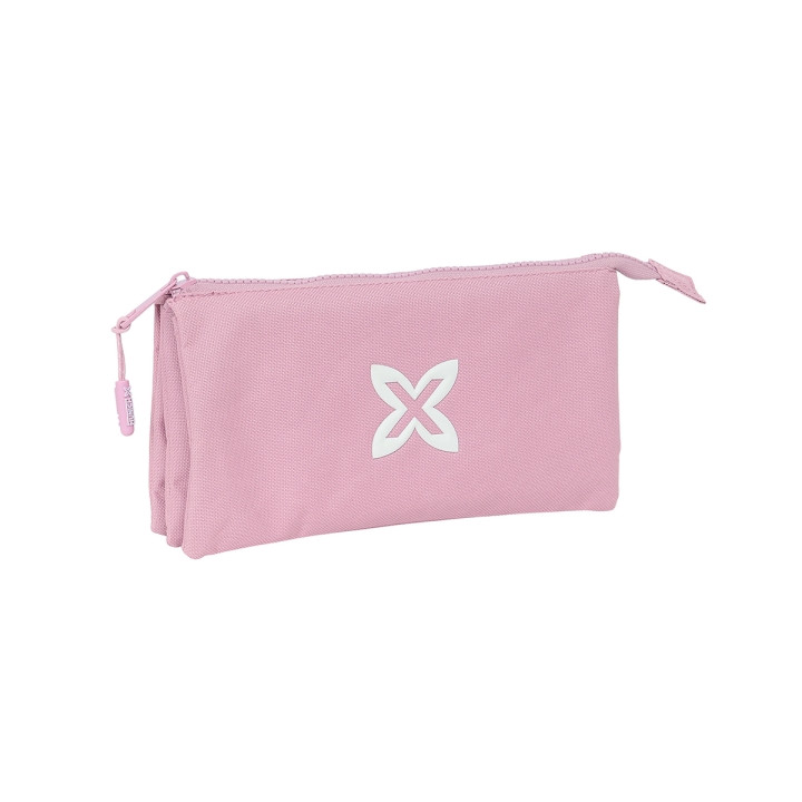 Safta Munich Basicos Portatodo - 3 Compartimentos con Cremalleras - Bolsillo Interior - 0.6L - 220x30x120mm - Color Rosa