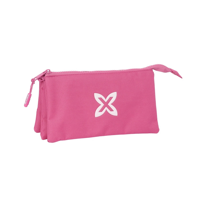 Safta Munich Basicos Fucsia Portatodo - 3 Compartimentos con Cremalleras - Bolsillo Interior - 0.6L - 220x30x120mm - Color Rosa