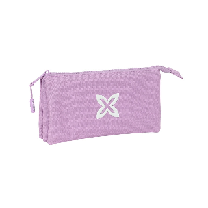 Safta Munich Basicos Lila Portatodo - 3 Compartimentos con Cremalleras - Bolsillo Interior - 0.6L - 220x30x120mm - Color Violeta