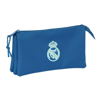 Safta Real Madrid Chica Portatodo - 3 Compartimentos con Cremalleras - Bolsillo Interior - 0.6L - 220x30x120mm - Color Azul