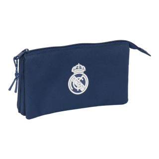 Safta Real Madrid Chica Marino Portatodo - 3 Compartimentos con Cremalleras - Bolsillo Interior - 0.6L - 220x30x120mm - Color Az