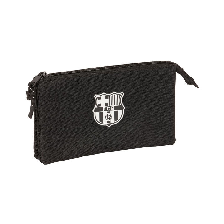 Safta F.C.Barcelona Chica Portatodo - 3 Compartimentos con Cremalleras - 0.6L - Bolsillo Interior - 220x30x120mm - Color Negro
