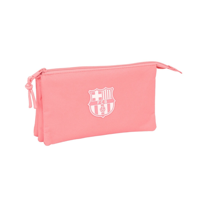 Safta F.C.Barcelona Chica Portatodo - 3 Compartimentos con Cremalleras - 0.6L - Bolsillo Interior - 220x30x120mm - Color Coral