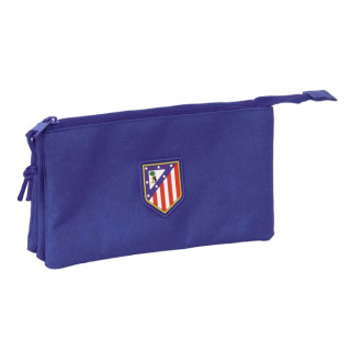 Safta Atletico de Madrid Teen Dark Blue Portatodo - 3 Compartimentos con Cremalleras - Bolsillo Interior - 0.6L - 220x30x120mm -