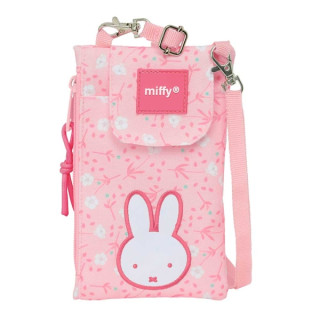 Safta Miffy Flores Monedero Portamovil hasta 6.9" - Compartimento con Cremallera - Cordon Ajustable - 0.19L - 100x190mm - Color
