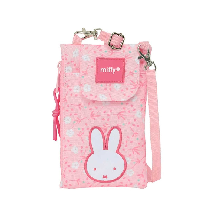 Safta Miffy Flores Monedero Portamovil hasta 6.9" - Compartimento con Cremallera - Cordon Ajustable - 0.19L - 100x190mm - Color